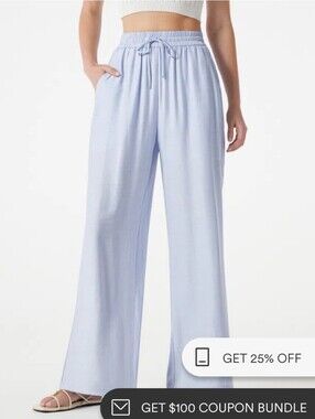 Light Blue Beach Flowy Pants Halara Large